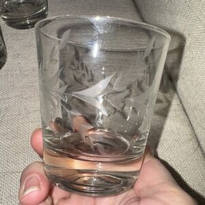 Vintage Set Of 6 Etched Lo Ball /whiskey Glasses OLA000‎